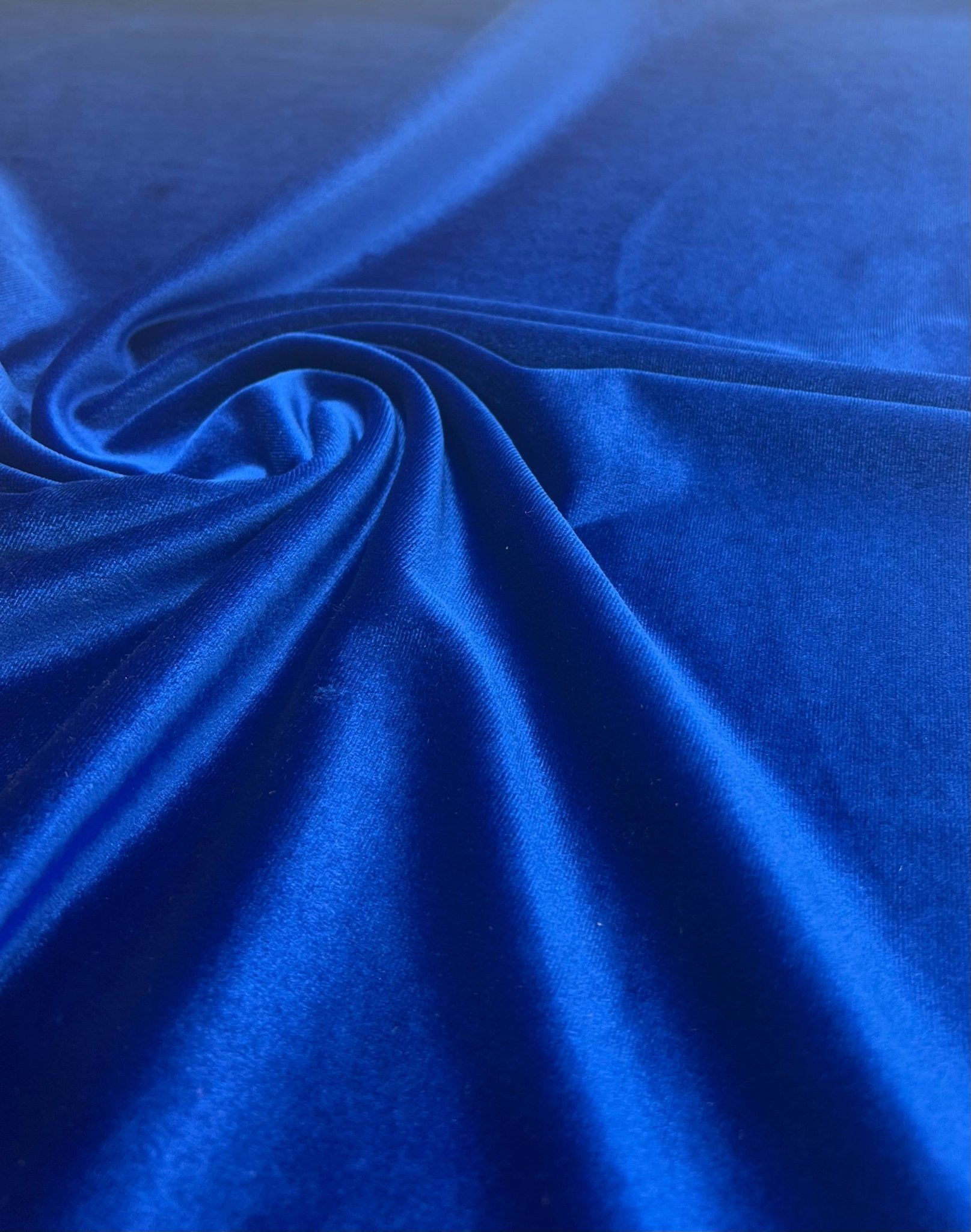 Royal Blue Plain Velour Spandex Stretch Fabric - T9 Fabrics